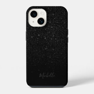 Moderner Schwarzer Glitzer Minimalistischer Indivi iPhone 14 Hülle