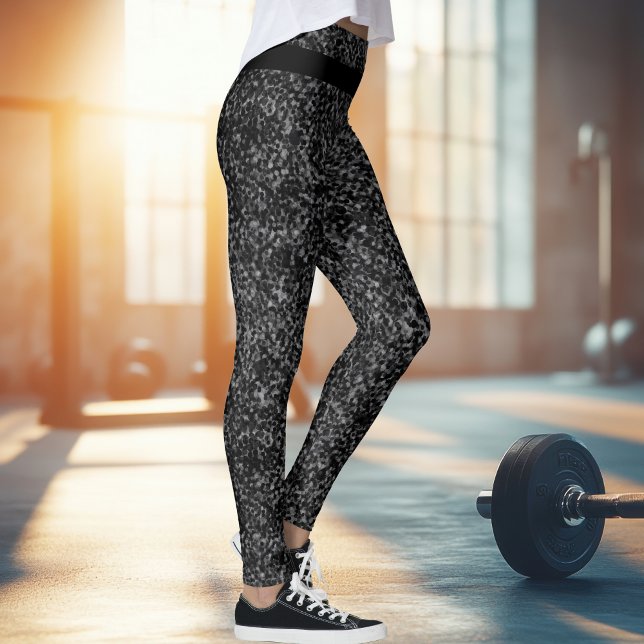 Moderner Schwarzer Glitzer Sparkeln Leggings (Modern Black Glitter Sparkle Leggings)