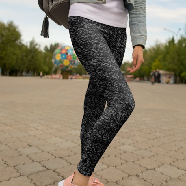 Moderner Schwarzer Glitzer Sparkeln Leggings (Modern Black Glitter Sparkle Leggings)