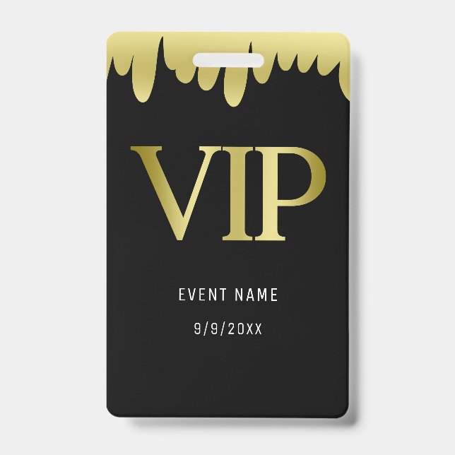 Moderner Schwarzer Gold VIP Pass Ausweis (Vorderseite)