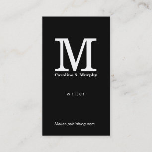 Moderner schwarzer Hintergrund für Monogramm Visitenkarte
