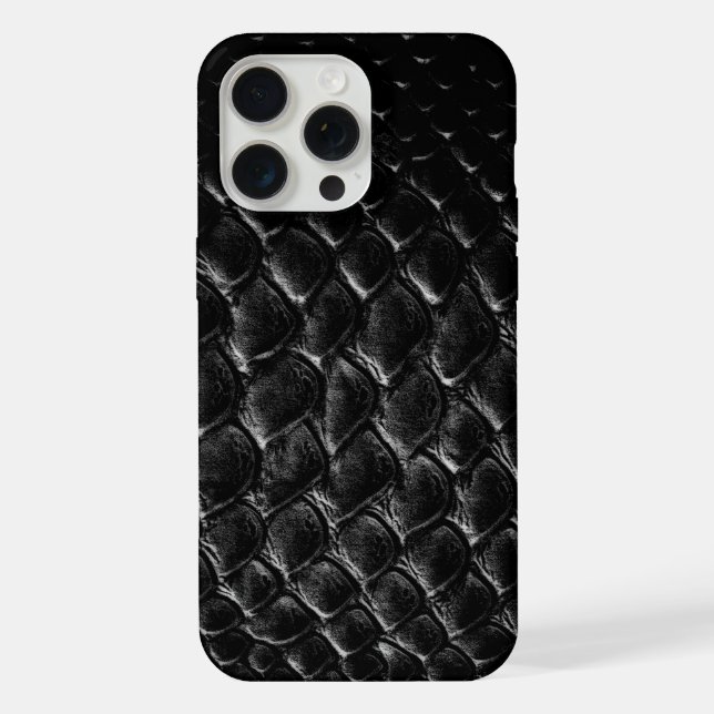 Moderner schwarzer Krokodil iPhone Hülle (Rückseite)
