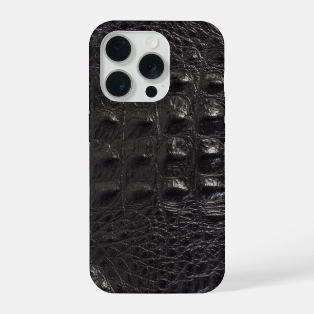 Moderner schwarzer Krokodil iPhone Hülle (Rückseite)