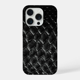 Moderner schwarzer Krokodil iPhone 15 Pro Hülle