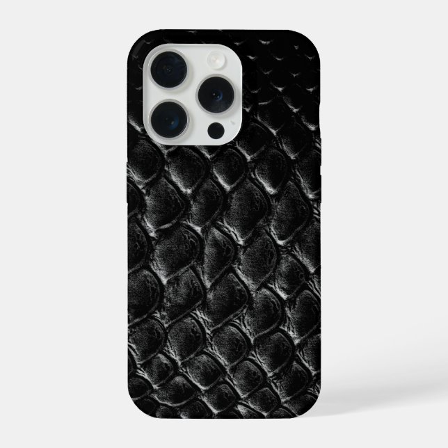 Moderner schwarzer Krokodil iPhone Hülle (Rückseite)