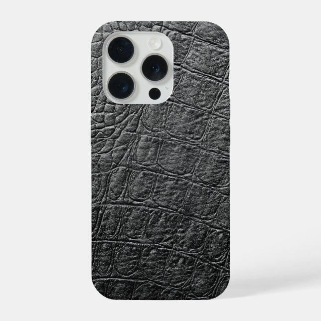 Moderner schwarzer Krokodil iPhone Hülle (Rückseite)