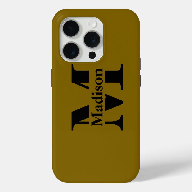 Moderner, schwarzer Minimal-Monogramm Case-Mate iPhone Hülle (Rückseite)