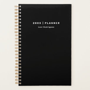 Moderner schwarzer minimalistischer Namensjahrespl Planer