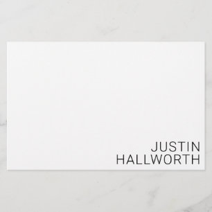 Moderner schwarzer Name in Weiß Briefpapier