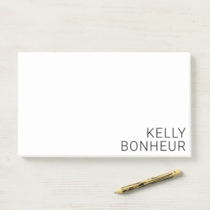 Moderner schwarzer Name in Weiß Post-it Klebezettel