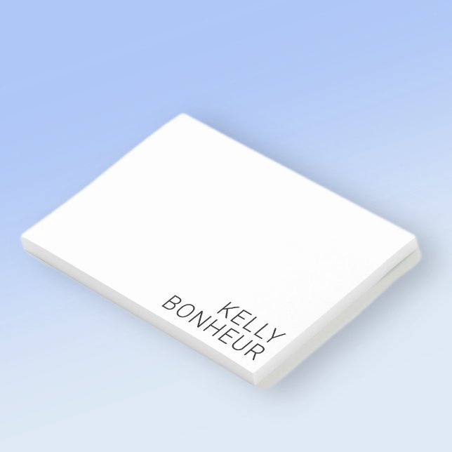 Moderner schwarzer Name in Weiß Post-it Klebezettel (Von Creator hochgeladen)