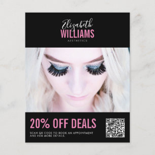Moderner Schwarzer Pink Beauty Salon Promo Deals Q Flyer