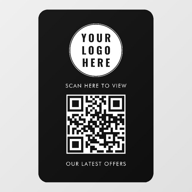 Moderner schwarzer QR-Code Geschäftslogo-Scan hier Fensteraufkleber (Blatt)