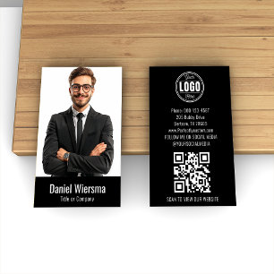 Moderner schwarzer QR-Code Minimalist Visitenkarte