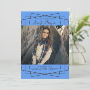 Moderner Schwarzer Rahmen Foto Abschluss Einladung