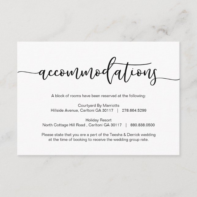 Moderner Schwarzer romantischer Schriftart, Unterk Begleitkarte (Vorderseite)