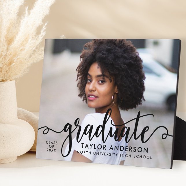 Moderner Schwarzer Script-Graduate-Foto-Abschluss Fotoplatte (Von Creator hochgeladen)