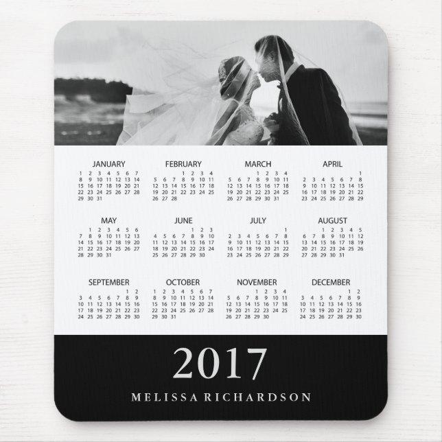Moderner Schwarzer Streifen 2017 Kalender und Foto Mousepad (Vorne)