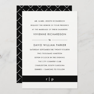 Moderner Schwarzer Streifen  Einladung zur Hochzei