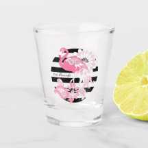 Moderner Schwarzer Streifen rosa Flamingo