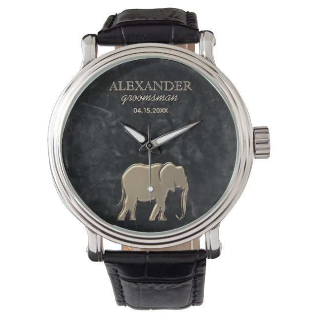 Moderner Schwarzer Trauzeuge Armbanduhr (Vorderseite)