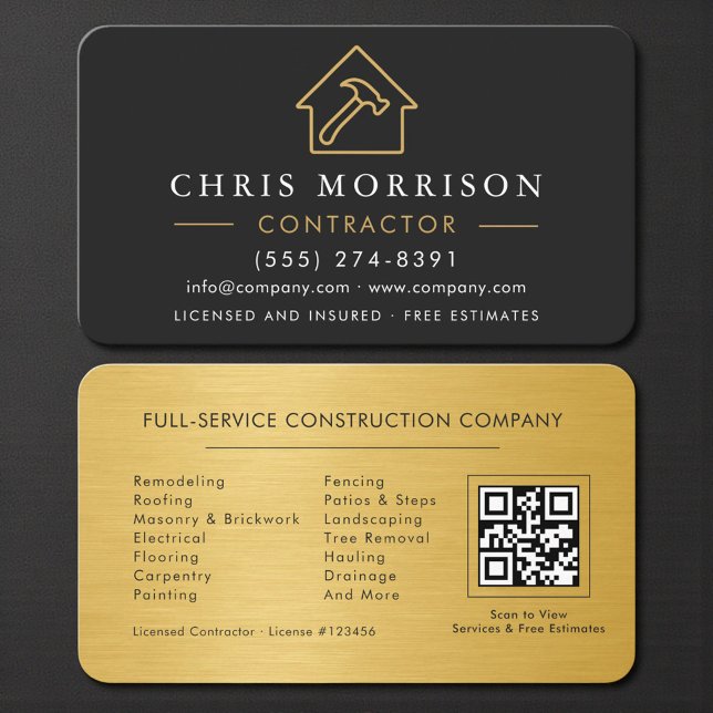 Moderner schwarzer und goldener Metall-QR-Code für Visitenkarte (Von Creator hochgeladen)