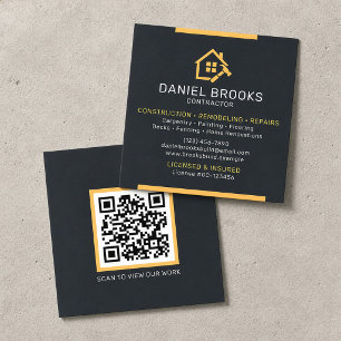 Moderner schwarzer und goldener QR-Code für Auftra Quadratische Visitenkarte