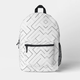 Moderner schwarzer und grauer geometrischer Linien Bedruckter Rucksack