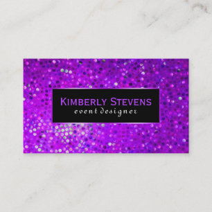 Moderner Schwarzer und Lila Glitzer und Glitzern Visitenkarte