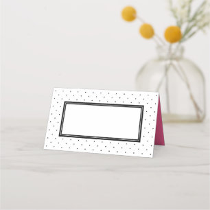 Moderner schwarzer und weißer Polka-Dot mit rosa Platzkarte