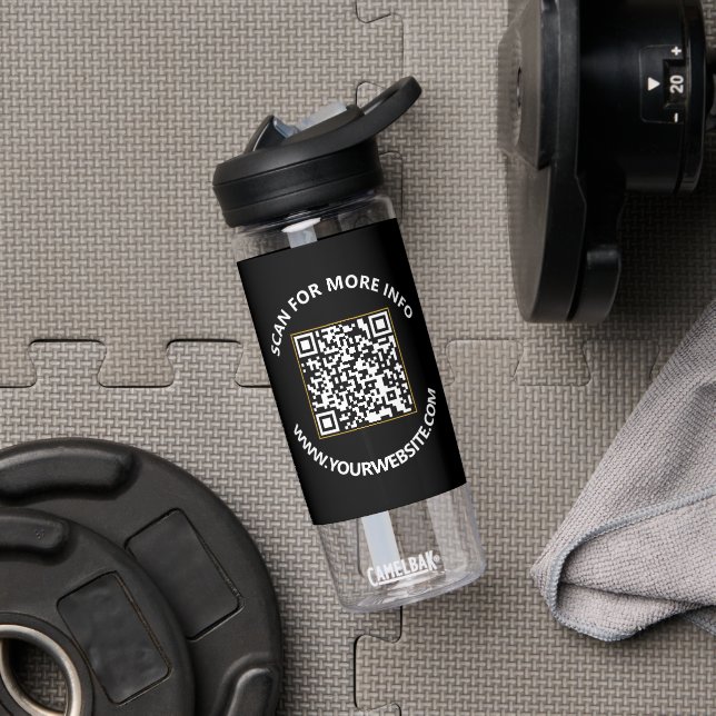 Moderner schwarzer und weißer QR-Code, benutzerdef Trinkflasche (Fitnessstudio)