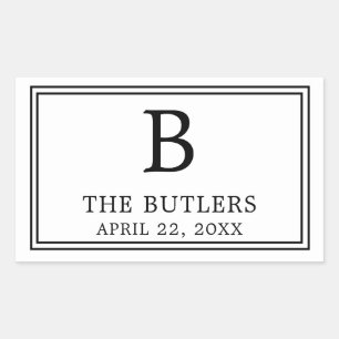 Moderner schwarzer und weißer rechteckiger Aufkleb Aufkleber