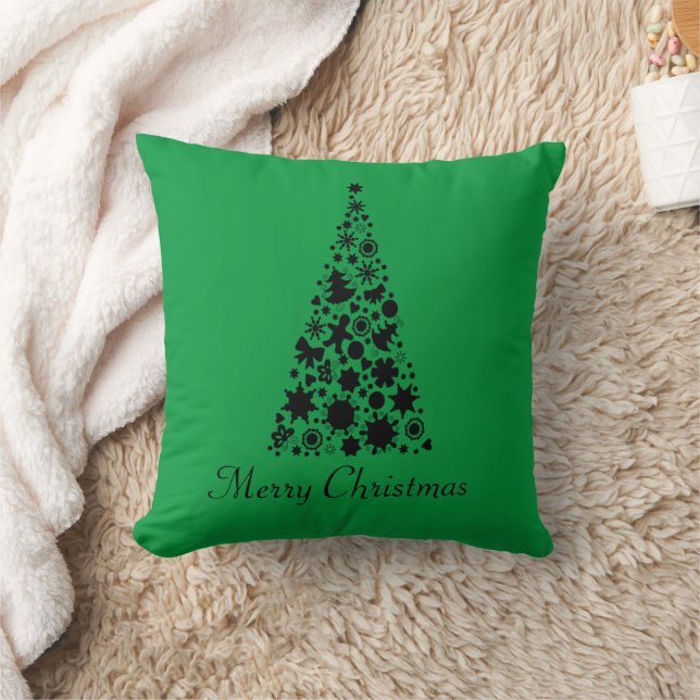 Moderner Schwarzer Weihnachtsbaum Kissen (Decke)