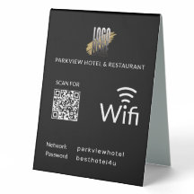 Moderner schwarzer Wifi-QR-Code mit Ihrem Firmenlo