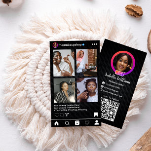 Moderner Schwarzmetall Instagram Social Media QR C Visitenkarte