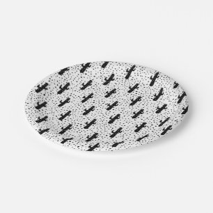 Moderner Schwarzweiss-Kaktus und Dreieck Geo Pappteller