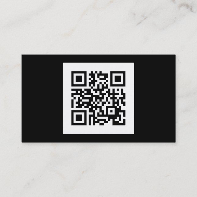 Moderner Schwarzweiss-QR Code Visitenkarte (Vorderseite)