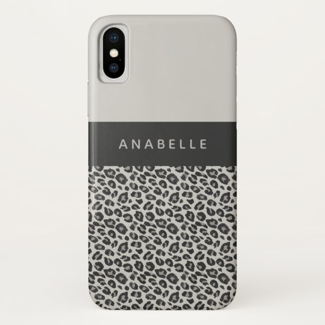 Moderner Schwarzweiss-Tierleoparddruck Case-Mate iPhone Hülle (Rückseite)