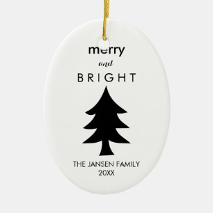 Moderner Schwarzweiss-Weihnachtsbaum Keramik Ornament
