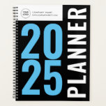 Moderner, schwarzweißer Logo-Planer Planer<br><div class="desc">modernes personalisiertes Firmenlogo-Design in Schwarzweiß. Sie können die Farben und den Text in diesem Planerbuch bearbeiten.</div>