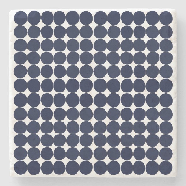 Moderner Schwarzweißpolka-Dot-Untersetzer Steinuntersetzer (Vorderseite)