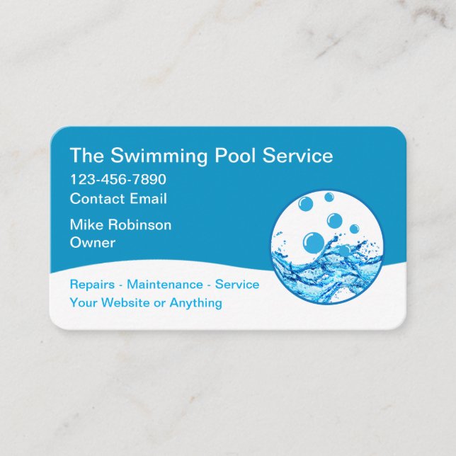 Moderner Schwimmbadservice Einzigartig Visitenkarte (Vorderseite)
