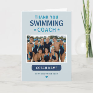Moderner Schwimmteam-Foto-Coach Dankeskarte