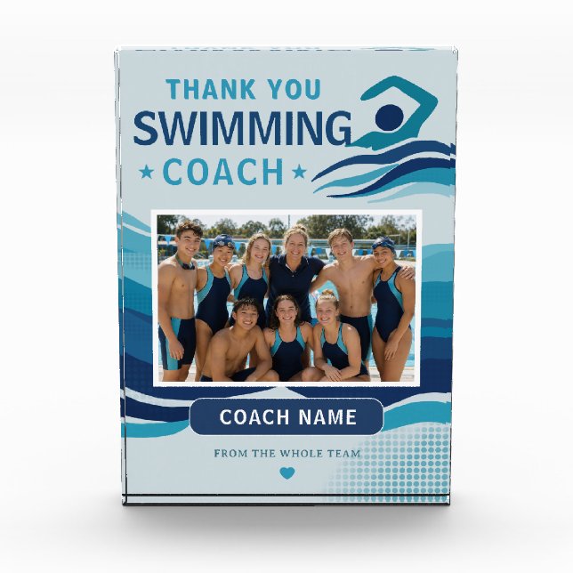 Moderner Schwimmteam-Foto-Coach Fotoblock (Vorderseite)
