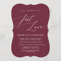 Moderner Script Burgundy Wedding Elopement Empfang