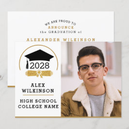 Moderner Script Grad Cap Einfaches Foto Abschluss Ankündigung