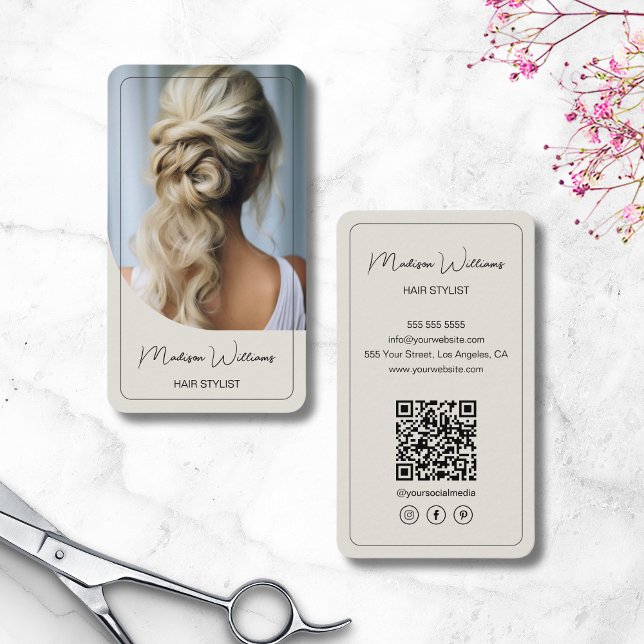 Moderner Script Hair Stylist Salon Visitenkarte (Modern Script Hair Stylist Salon Business Card)