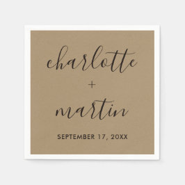 Moderner Script Kraft Verlobung Polterabend Serviette