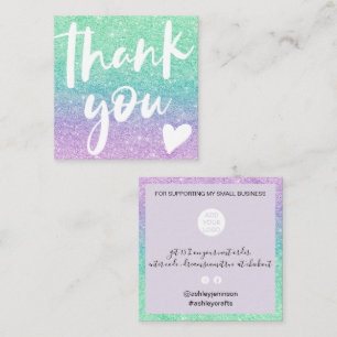 Moderner Script mermaid Glitzer aquamarin vielen D Quadratische Visitenkarte