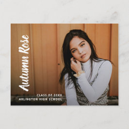 Moderner Script Name Foto Collage Girl Abschluss Ankündigungspostkarte